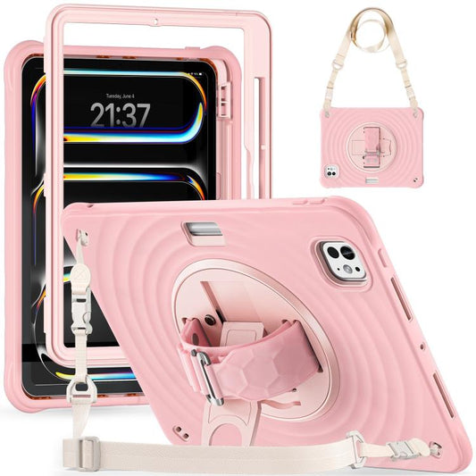 For iPad Pro 11 2024 Rotation Holder Silicone Hybrid PC Tablet Case(Pink) - iPad Pro 11 2024 Cases by buy2fix | Online Shopping UK | buy2fix
