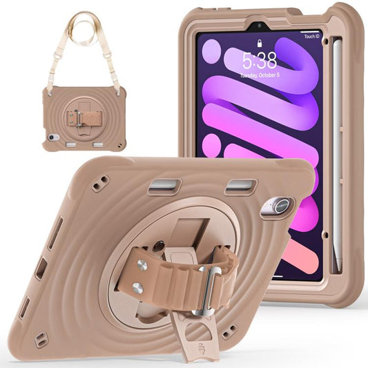 For iPad mini 2024 / mini 6 Rotation Holder Silicone Hybrid PC Tablet Case(Light Coffee) - iPad mini 2024 Cases by buy2fix | Online Shopping UK | buy2fix
