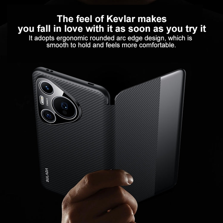 For Huawei Mate 60 SULADA Kevlar 600D Texture Smart Window Leather Phone Case(Brown) - Huawei Cases by SULADA | Online Shopping UK | buy2fix