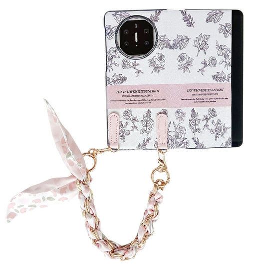 For Huawei Mate X5 / X2 Sketching Flowers Flip Leather Phone Case with Bracelet(Pink) - Huawei Cases by buy2fix | Online Shopping UK | buy2fix