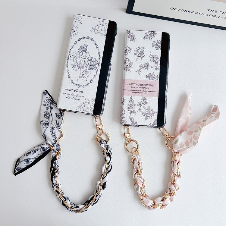 For Huawei Mate X5 / X2 Sketching Flowers Flip Leather Phone Case with Bracelet(Pink) - Huawei Cases by buy2fix | Online Shopping UK | buy2fix