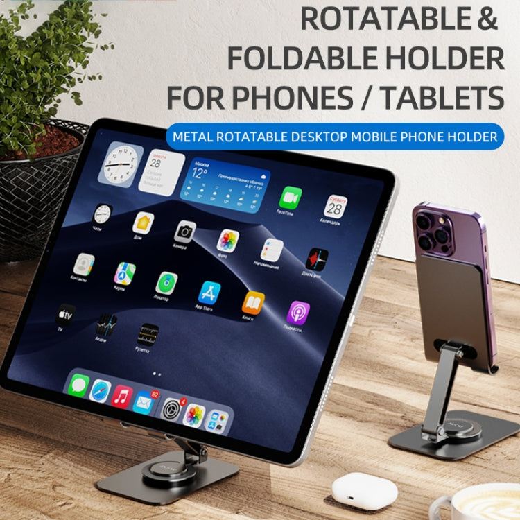 ROCK Desktop Rotating Metal Mobile Phone Holder(Grey) - Desktop Holder by ROCK | Online Shopping UK | buy2fix