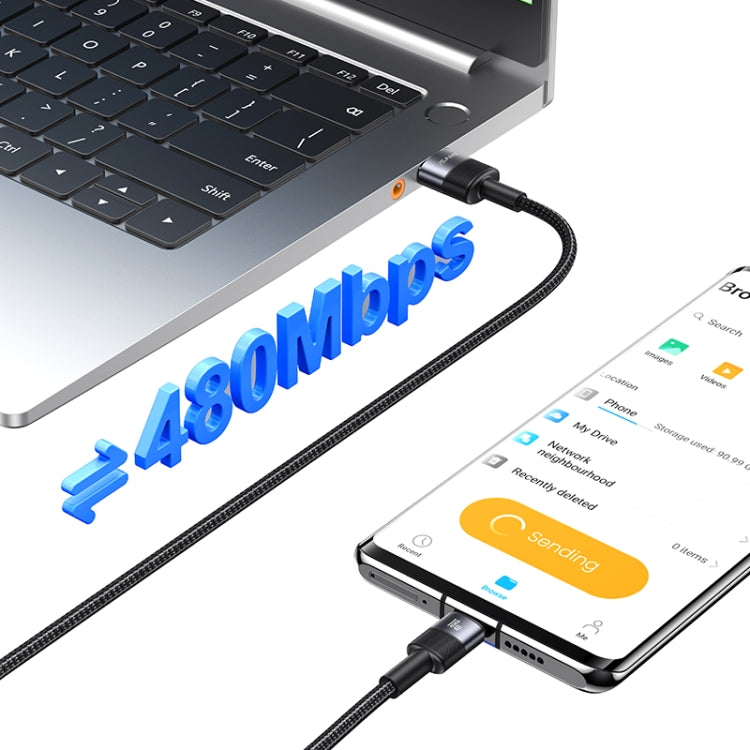 USAMS SJ718 3A USB to USB-C/Type-C Aluminum Alloy Data Cable, Length: 1.2m(Tarnish) - USB-C & Type-C Cable by USAMS | Online Shopping UK | buy2fix