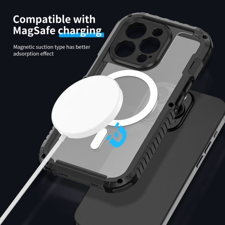 For iPhone 15 Pro Max MagSafe Shockproof Metal Phone Case(Black) by buy2fix