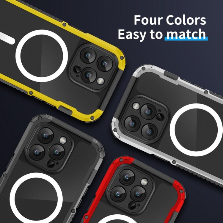 For iPhone 15 Pro Max MagSafe Shockproof Metal Phone Case(Red) - iPhone 15 Pro Max Cases by buy2fix | Online Shopping UK | buy2fix