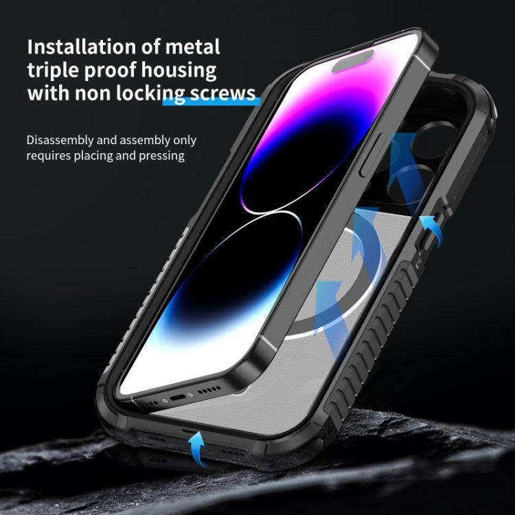 For iPhone 15 Pro Max MagSafe Shockproof Metal Phone Case(Silver) - iPhone 15 Pro Max Cases by buy2fix | Online Shopping UK | buy2fix