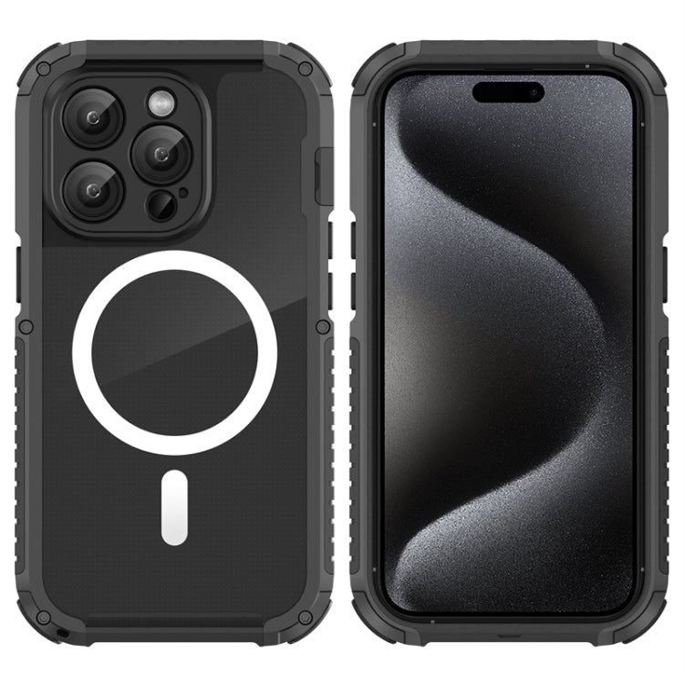 For iPhone 15 Pro MagSafe Shockproof Metal Phone Case(Black) - iPhone 15 Pro Cases by buy2fix | Online Shopping UK | buy2fix