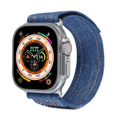 For Apple Watch Ultra 49mm Cowboy Nylon Hook and Loop Fastener Watch Band(Dark Blue) by buy2fix