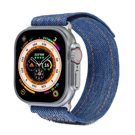 For Apple Watch Ultra 49mm Cowboy Nylon Hook and Loop Fastener Watch Band(Dark Blue) by buy2fix