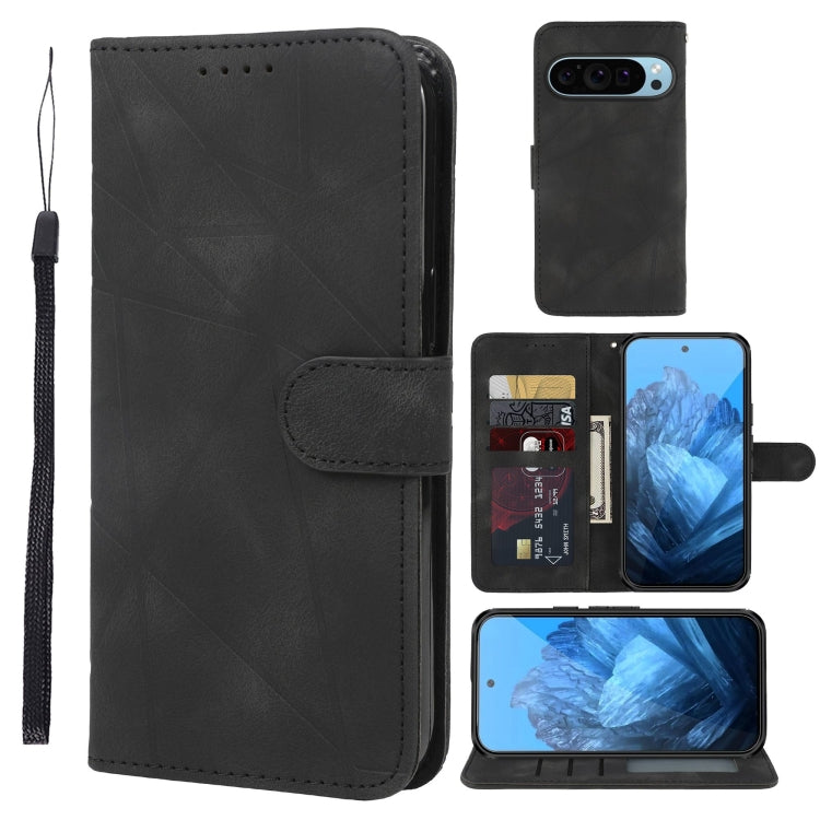For Google Pixel 9 / 9 Pro Skin Feel Geometric Lines Leather Phone Case(Black) by buy2fix