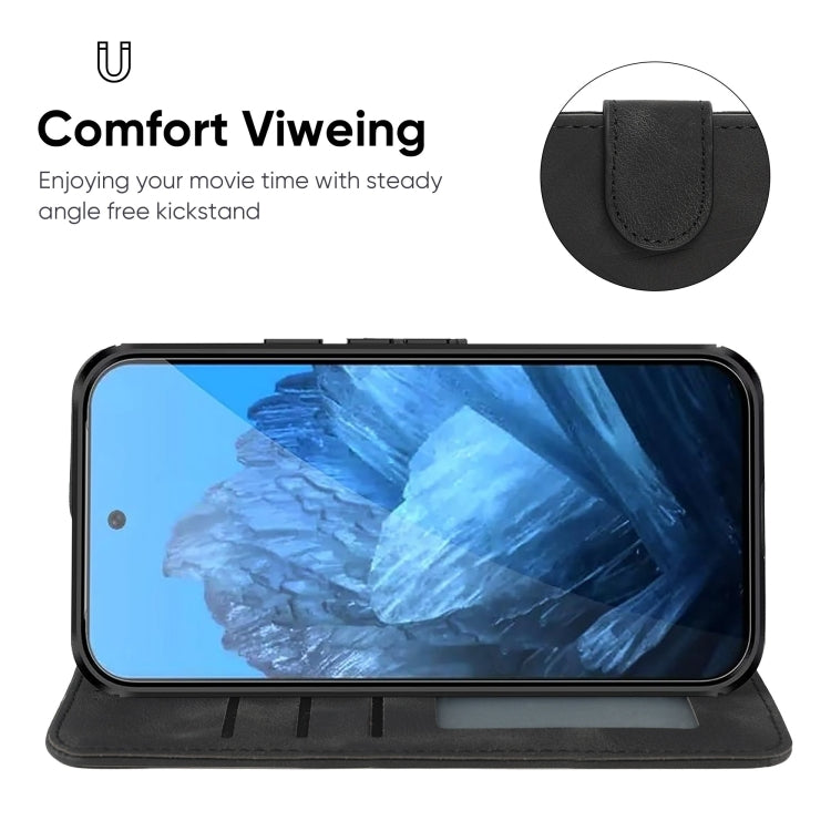 For Google Pixel 9 / 9 Pro Skin Feel Geometric Lines Leather Phone Case(Black) by buy2fix