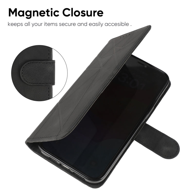 For Google Pixel 9 / 9 Pro Skin Feel Geometric Lines Leather Phone Case(Black) by buy2fix