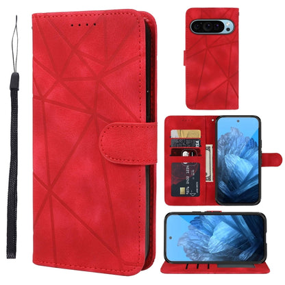 For Google Pixel 9 / 9 Pro Skin Feel Geometric Lines Leather Phone Case(Red) by buy2fix