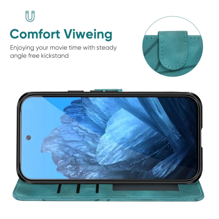 For Google Pixel 9 Pro XL Skin Feel Geometric Lines Leather Phone Case(Green) by buy2fix