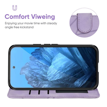 For Google Pixel 9 Pro XL Skin Feel Geometric Lines Leather Phone Case(Purple) by buy2fix