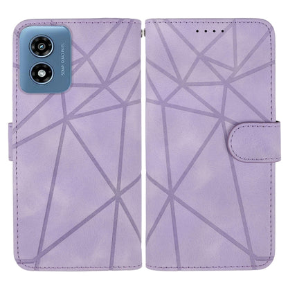 For Motorola Moto G Play 4G 2024 Skin Feel Geometric Lines Leather Phone Case(Purple) by buy2fix