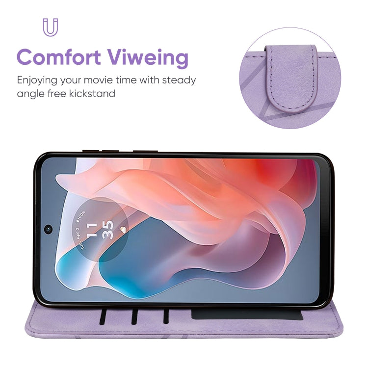 For Motorola Moto G Play 4G 2024 Skin Feel Geometric Lines Leather Phone Case(Purple) by buy2fix