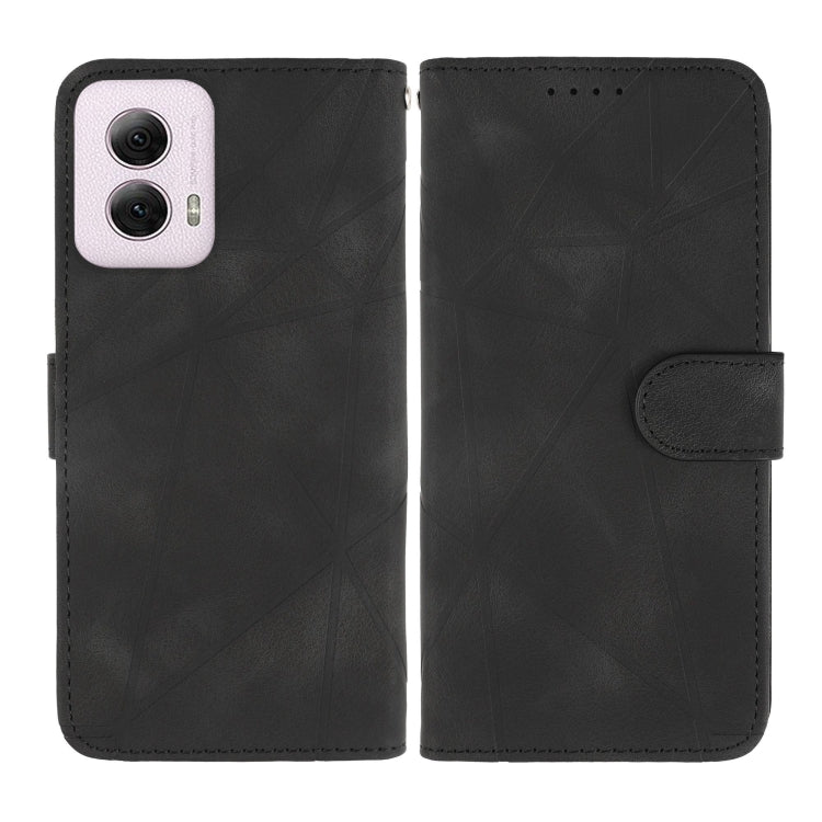 For Motorola Moto G Power 5G 2024 Skin Feel Geometric Lines Leather Phone Case(Black) by buy2fix