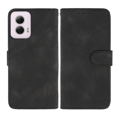 For Motorola Moto G Power 5G 2024 Skin Feel Geometric Lines Leather Phone Case(Black) by buy2fix