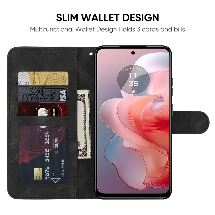 For Motorola Moto G Power 5G 2024 Skin Feel Geometric Lines Leather Phone Case(Black) by buy2fix