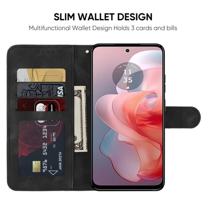For Motorola Moto G Power 5G 2024 Skin Feel Geometric Lines Leather Phone Case(Black) by buy2fix