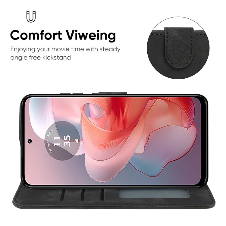 For Motorola Moto G Power 5G 2024 Skin Feel Geometric Lines Leather Phone Case(Black) by buy2fix