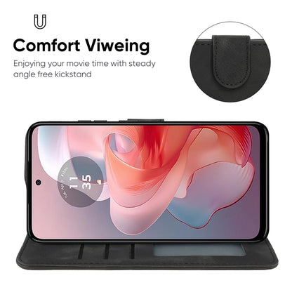 For Motorola Moto G Power 5G 2024 Skin Feel Geometric Lines Leather Phone Case(Black) by buy2fix