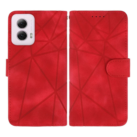 For Motorola Moto G Power 5G 2024 Skin Feel Geometric Lines Leather Phone Case(Red) by buy2fix
