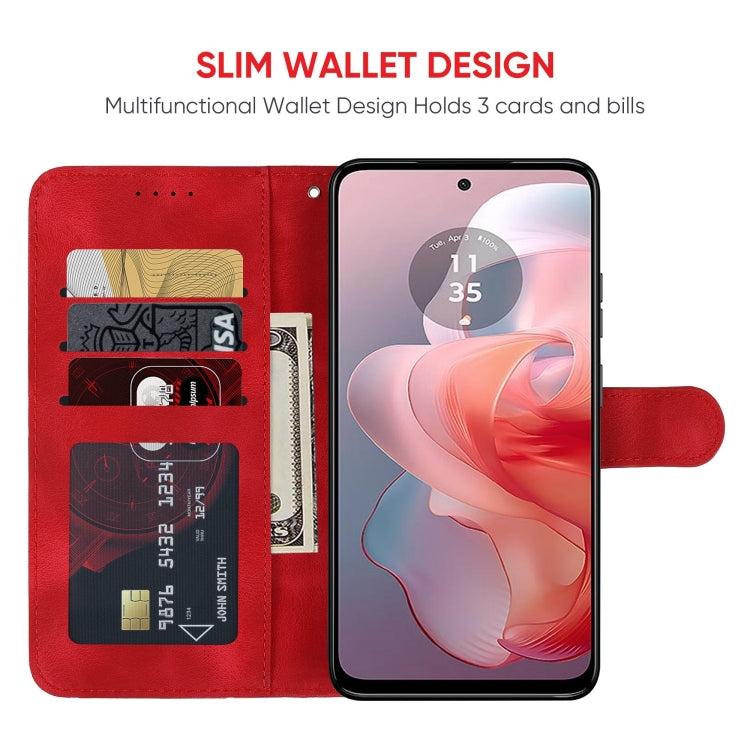 For Motorola Moto G Power 5G 2024 Skin Feel Geometric Lines Leather Phone Case(Red) by buy2fix