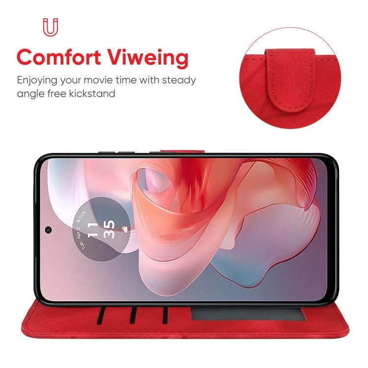 For Motorola Moto G Power 5G 2024 Skin Feel Geometric Lines Leather Phone Case(Red) by buy2fix