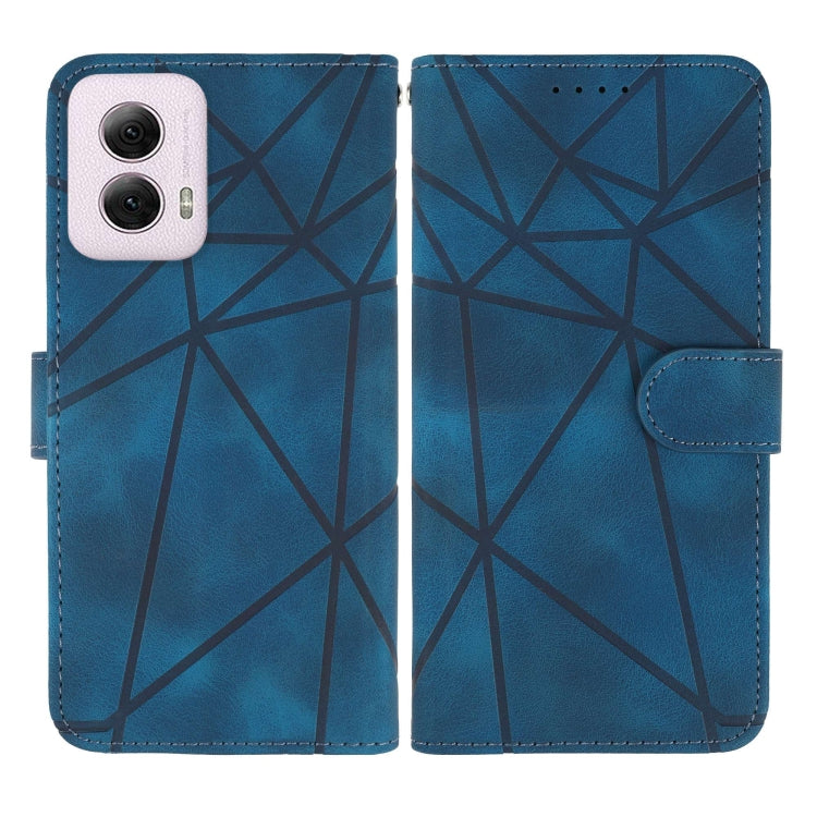 For Motorola Moto G Power 5G 2024 Skin Feel Geometric Lines Leather Phone Case(Blue) by buy2fix
