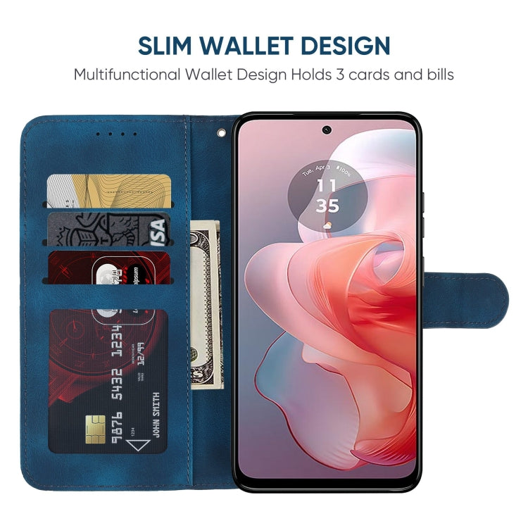 For Motorola Moto G Power 5G 2024 Skin Feel Geometric Lines Leather Phone Case(Blue) by buy2fix