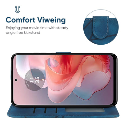 For Motorola Moto G Power 5G 2024 Skin Feel Geometric Lines Leather Phone Case(Blue) by buy2fix