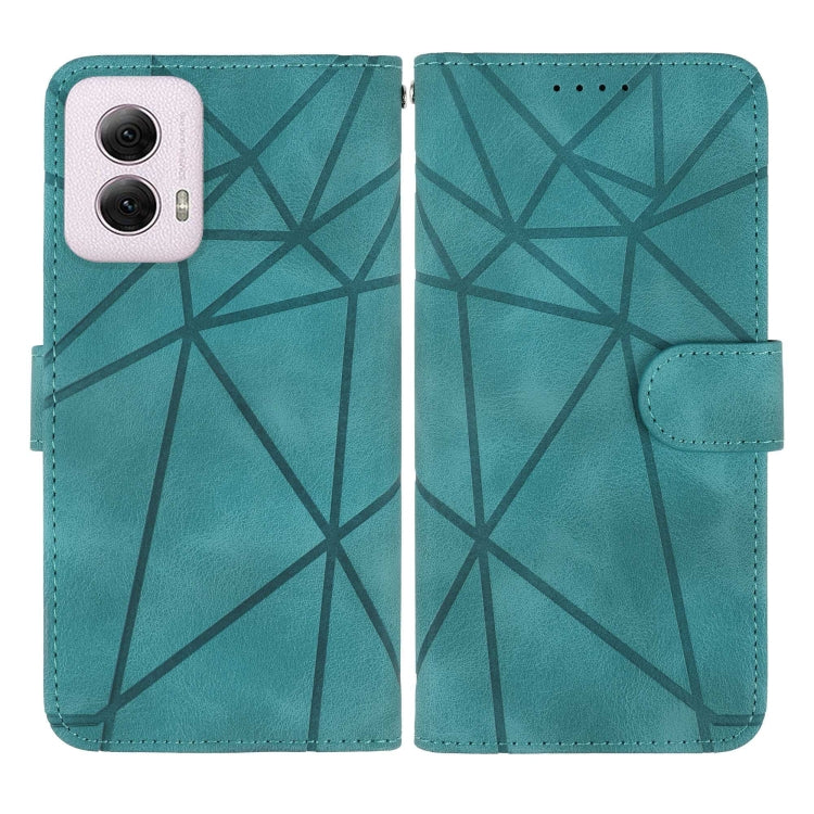 For Motorola Moto G Power 5G 2024 Skin Feel Geometric Lines Leather Phone Case(Green) by buy2fix