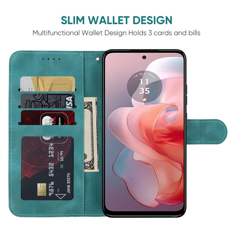 For Motorola Moto G Power 5G 2024 Skin Feel Geometric Lines Leather Phone Case(Green) by buy2fix