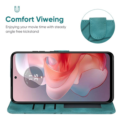 For Motorola Moto G Power 5G 2024 Skin Feel Geometric Lines Leather Phone Case(Green) by buy2fix