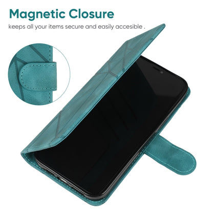 For Motorola Moto G Power 5G 2024 Skin Feel Geometric Lines Leather Phone Case(Green) by buy2fix