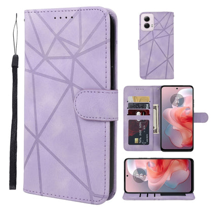 For Motorola Moto G Power 5G 2024 Skin Feel Geometric Lines Leather Phone Case(Purple) by buy2fix