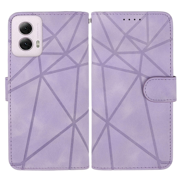 For Motorola Moto G Power 5G 2024 Skin Feel Geometric Lines Leather Phone Case(Purple) by buy2fix