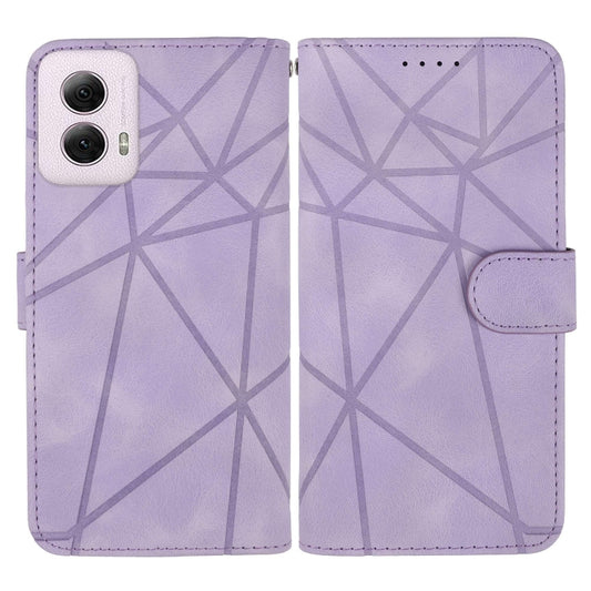 For Motorola Moto G Power 5G 2024 Skin Feel Geometric Lines Leather Phone Case(Purple) by buy2fix