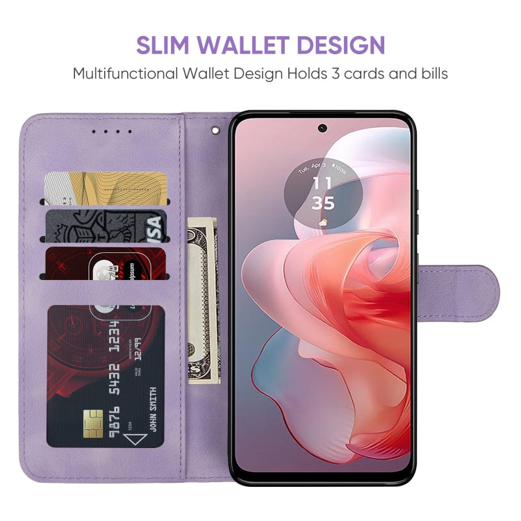 For Motorola Moto G Power 5G 2024 Skin Feel Geometric Lines Leather Phone Case(Purple) by buy2fix