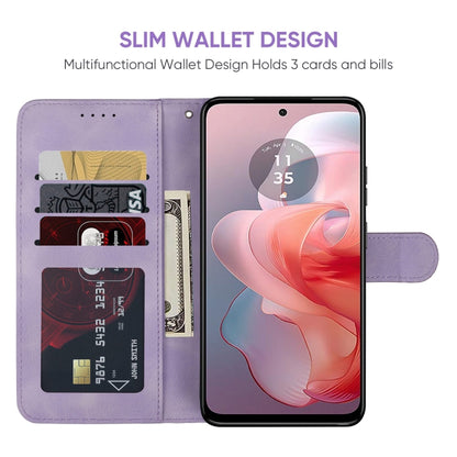 For Motorola Moto G Power 5G 2024 Skin Feel Geometric Lines Leather Phone Case(Purple) by buy2fix