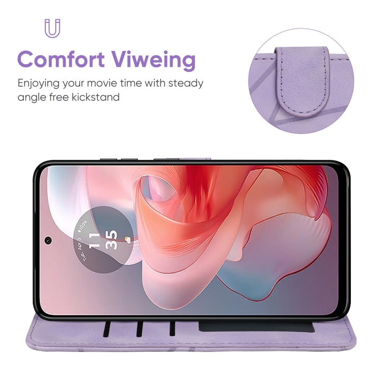 For Motorola Moto G Power 5G 2024 Skin Feel Geometric Lines Leather Phone Case(Purple) by buy2fix