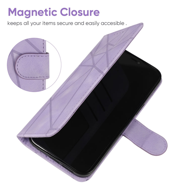 For Motorola Moto G Power 5G 2024 Skin Feel Geometric Lines Leather Phone Case(Purple) by buy2fix