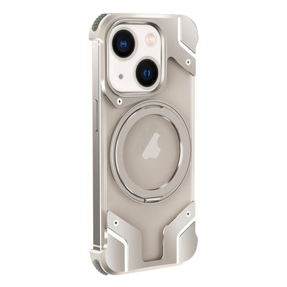 For iPhone 15 Borderless MagSafe Rotating Holder Transparent Phone(Titanium Primary) - iPhone 15 Cases by buy2fix | Online Shopping UK | buy2fix