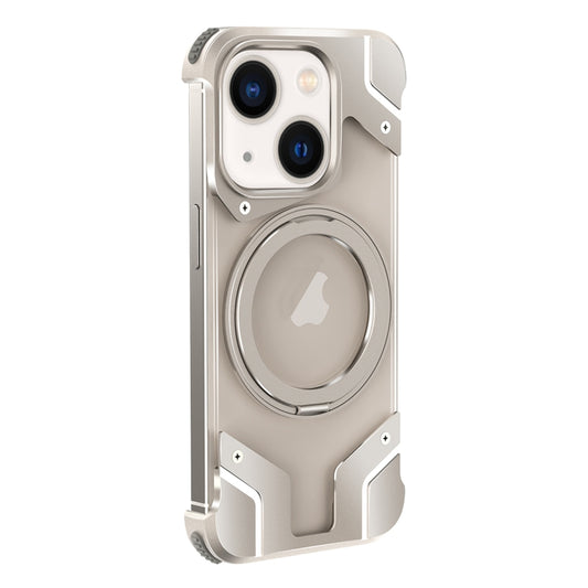 For iPhone 15 Borderless MagSafe Rotating Holder Transparent Phone(Titanium Primary) - iPhone 15 Cases by buy2fix | Online Shopping UK | buy2fix