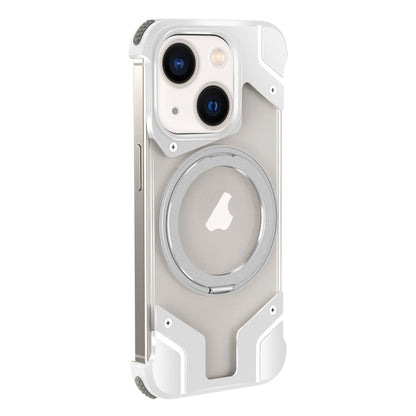 For iPhone 15 Borderless MagSafe Rotating Holder Transparent Phone(Silver) - iPhone 15 Cases by buy2fix | Online Shopping UK | buy2fix