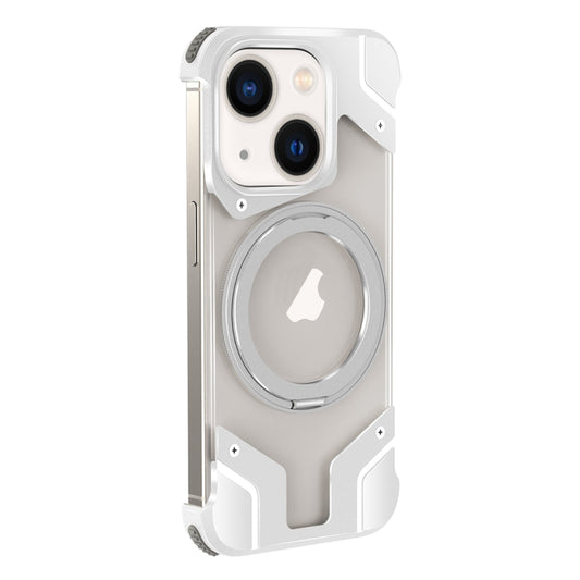 For iPhone 15 Borderless MagSafe Rotating Holder Transparent Phone(Silver) - iPhone 15 Cases by buy2fix | Online Shopping UK | buy2fix