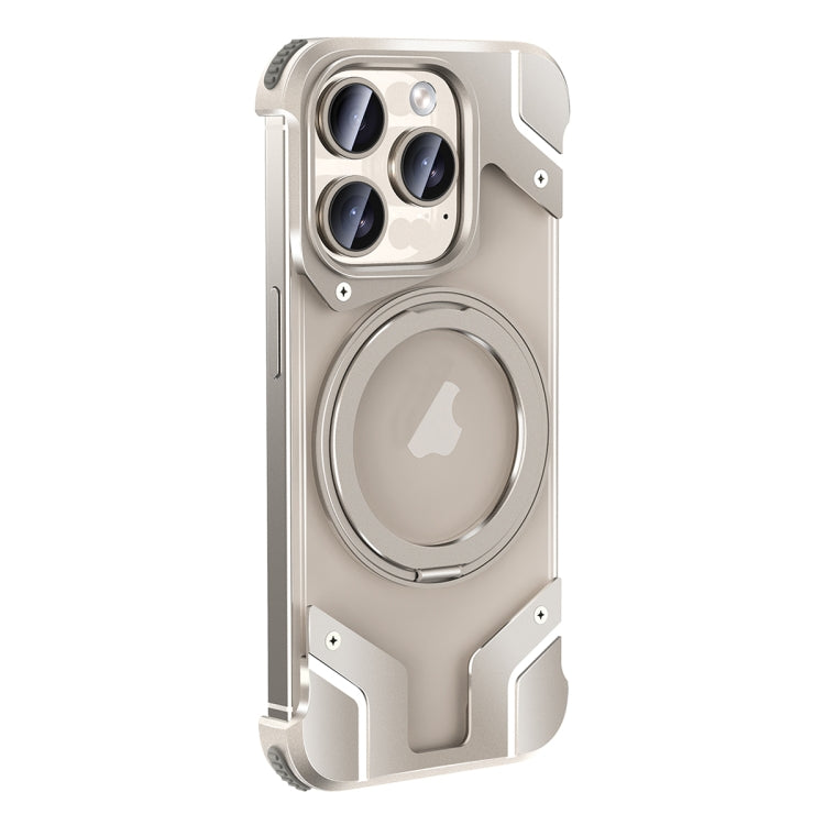 For iPhone 15 Pro Borderless MagSafe Rotating Holder Transparent Phone(Titanium Primary) - iPhone 15 Pro Cases by buy2fix | Online Shopping UK | buy2fix