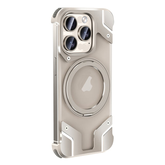 For iPhone 15 Pro Borderless MagSafe Rotating Holder Transparent Phone(Titanium Primary) - iPhone 15 Pro Cases by buy2fix | Online Shopping UK | buy2fix